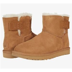 UGG Women's Mini Bailey Suede Faux Fur Lined Winter Snow Boots, Brown Size 9M